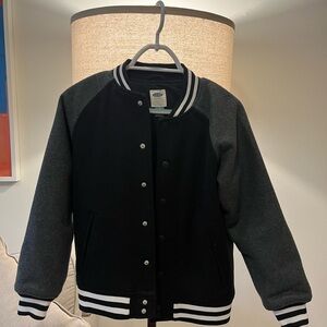 Old Navy Black and Gray Varsity Jacket